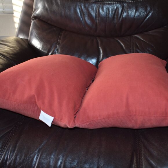 burnt red Orange DUCK Feathers Throw Pillow By Calvin Klein Furniture pair 2 Set - Picture 12 of 14